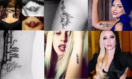 A picture of Lady Gaga's six tattoos.